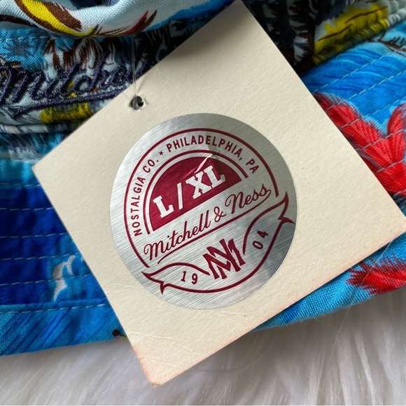 NWT Mitchell & Ness Chicago Bulls Hawaiian Bucket Hat Tropical Surf Blue NBA - Picture 4 of 9